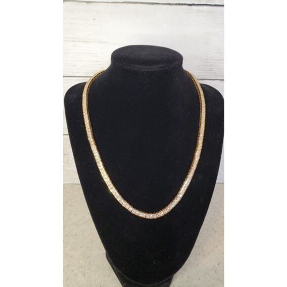 Ross Simons Princess Cut Cubic Zirconia Gold Over  .925 Tennis Necklace 17 1/4" - Picture 7 of 7